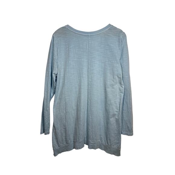 J. Jill Color-Washed Dipped-Hem Tunic Top Light Blue Cotton Size L Casual Pastel - Picture 5 of 9